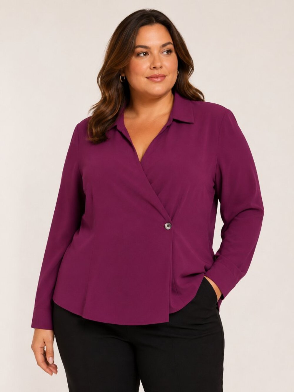 J.Jill Wearever Collection 4X Magenta One Button Blazer Jacket Plus